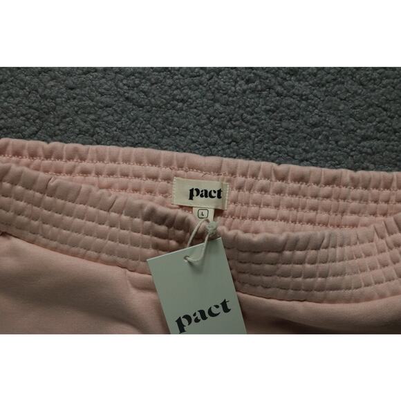 New Pact Organic Jogger Sweatpants Womens Large Pink Posey Side Slits Pull On - Picture 3 of 6